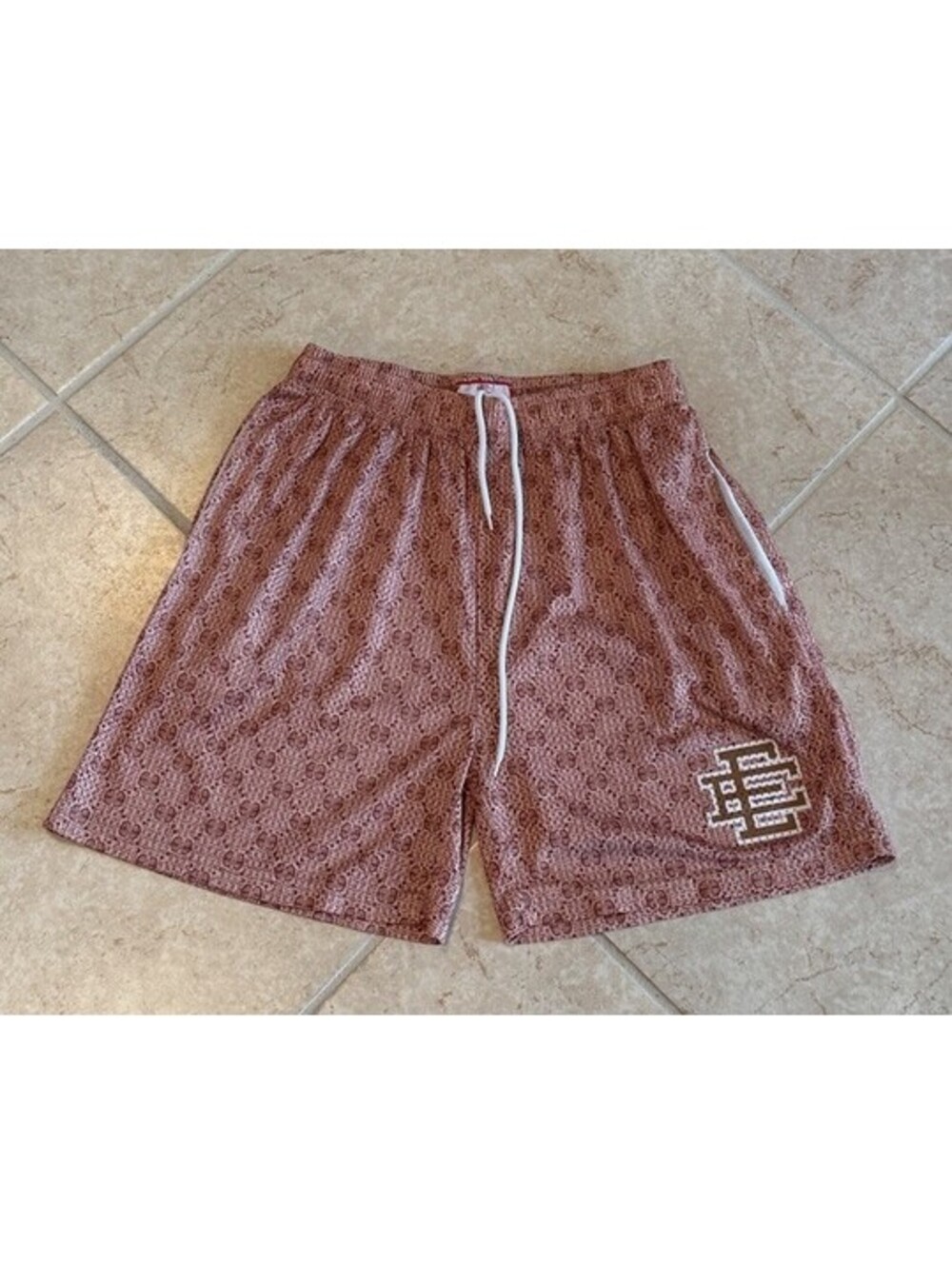 Eric Emanuel EE Mesh Shorts M Made in New York Pink Monogram Property Of